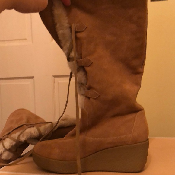 Michael Kors suede lace-up boot wedge - Picture 2 of 4